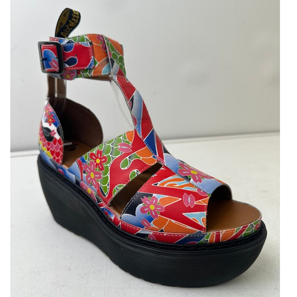 Dr. Martens Bessie Psychedelic Tattoo Wedge Sandals Women's Sz 8 - Picture 8 of 11